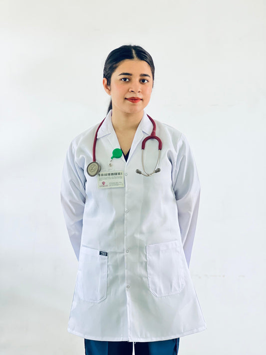 Premium Wrinkle Free Female Back Belt Lab coat