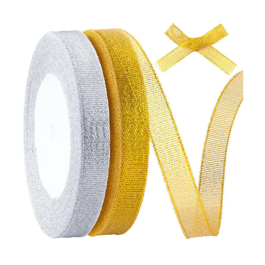 Shiny Glitter Ribbon β 0.5 Inch (Golden & Silver)