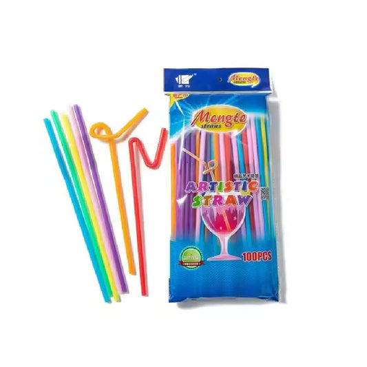 Colourfull Long Straws Pack โ 100 Pcs