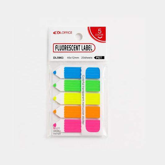 Fluorescent Pencil Index Tabs — 5 Colours