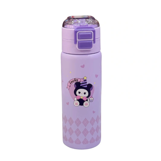 Cute Cartoon Dual Sipping Water Bottle with Straw & Direct Spout – Insulated Stainless Steel Kids Thermos Flask