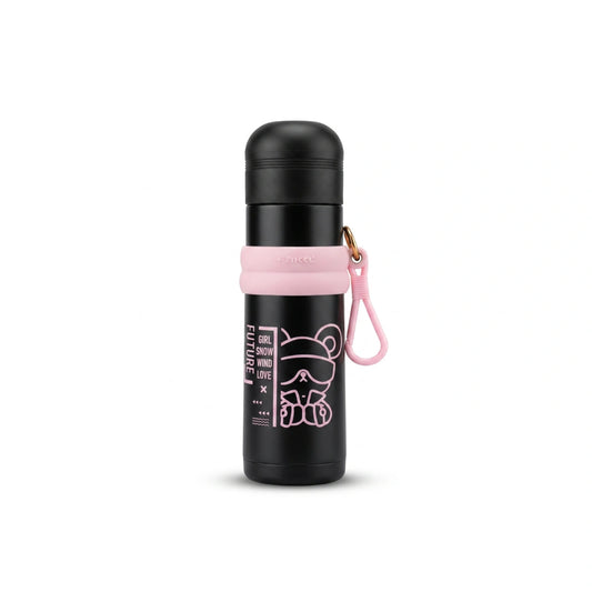 Bottle Insulated Vacuum Flask with Silicone Grip Band & Carabiner Clip