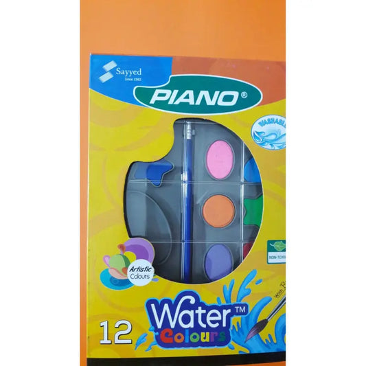 PIANO WATERCOLOURS FOR KIDS PACK OF 12 WITH BRUSH