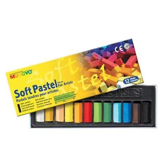 MUNGYO SOFT PASTEL FOR ARTISTS 12 COLOURS HALF
