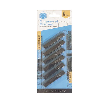 Keep Smiling Compressed Charcoal — 6 Pcs (Soft / Medium / Hard)