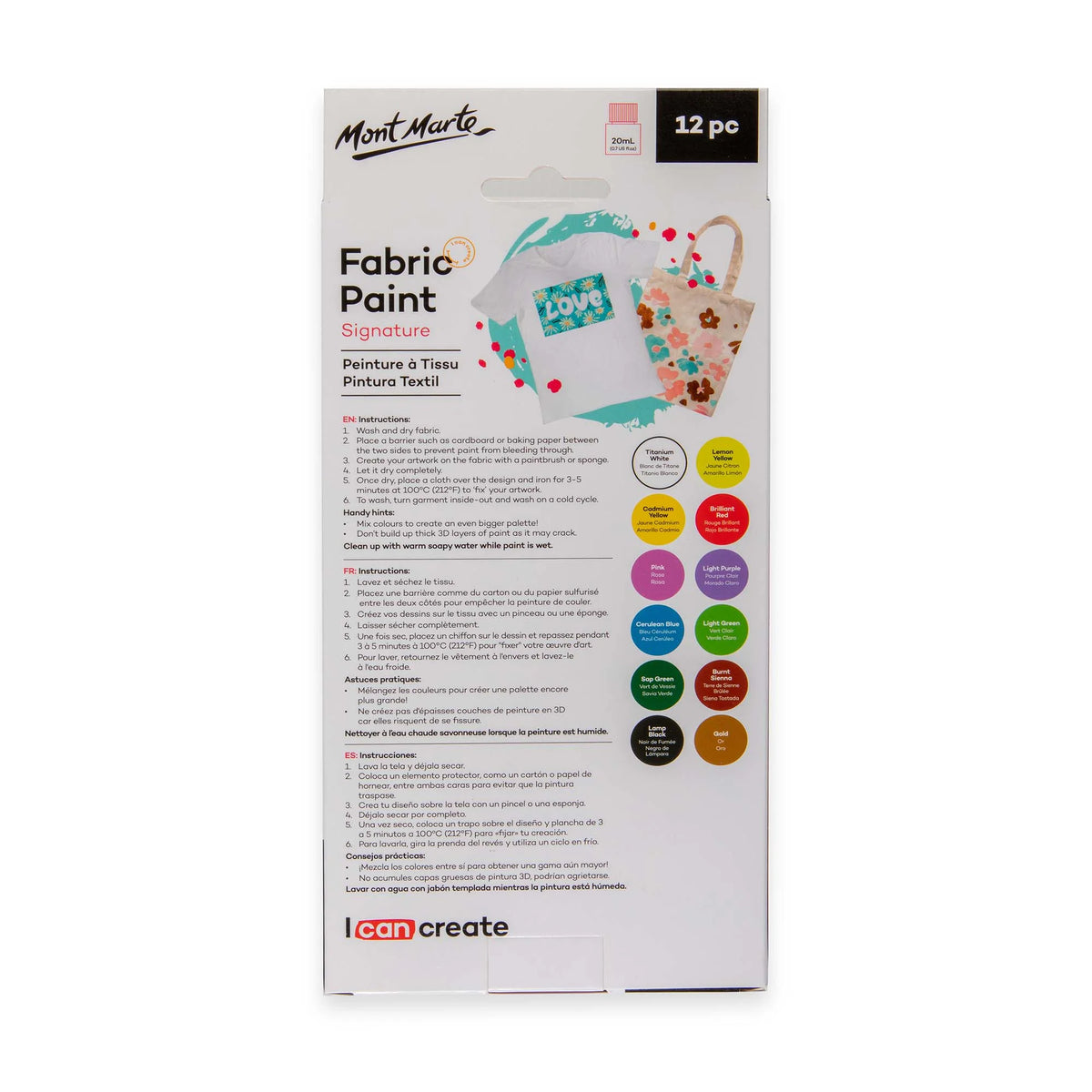 MONT MARTE Fabric Paint Signature 12pc x 20ml