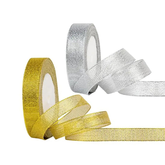 Shiny Glitter Ribbon — 1 Inch (Golden & Silver)