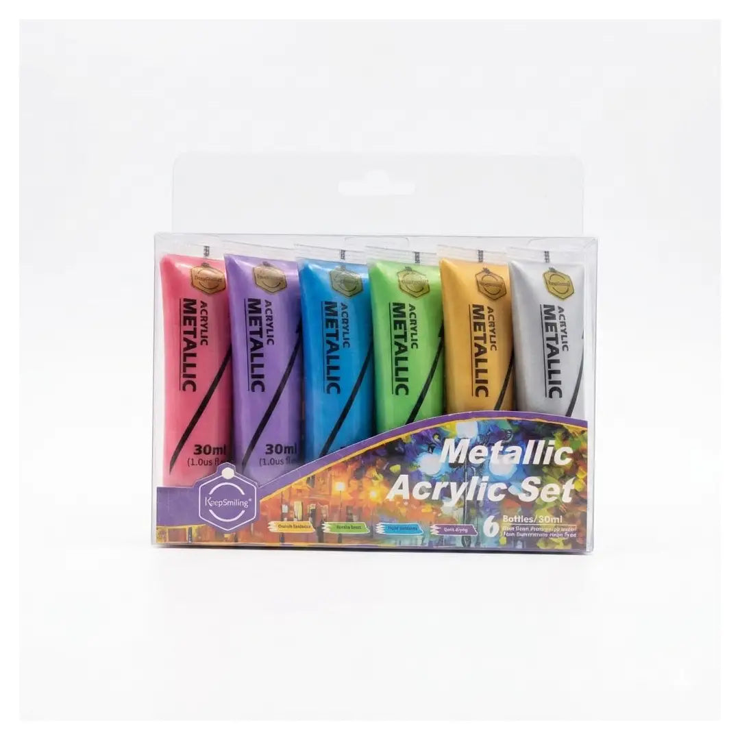 Keep Smiling Acrylic Colours Metallic Set of 6
