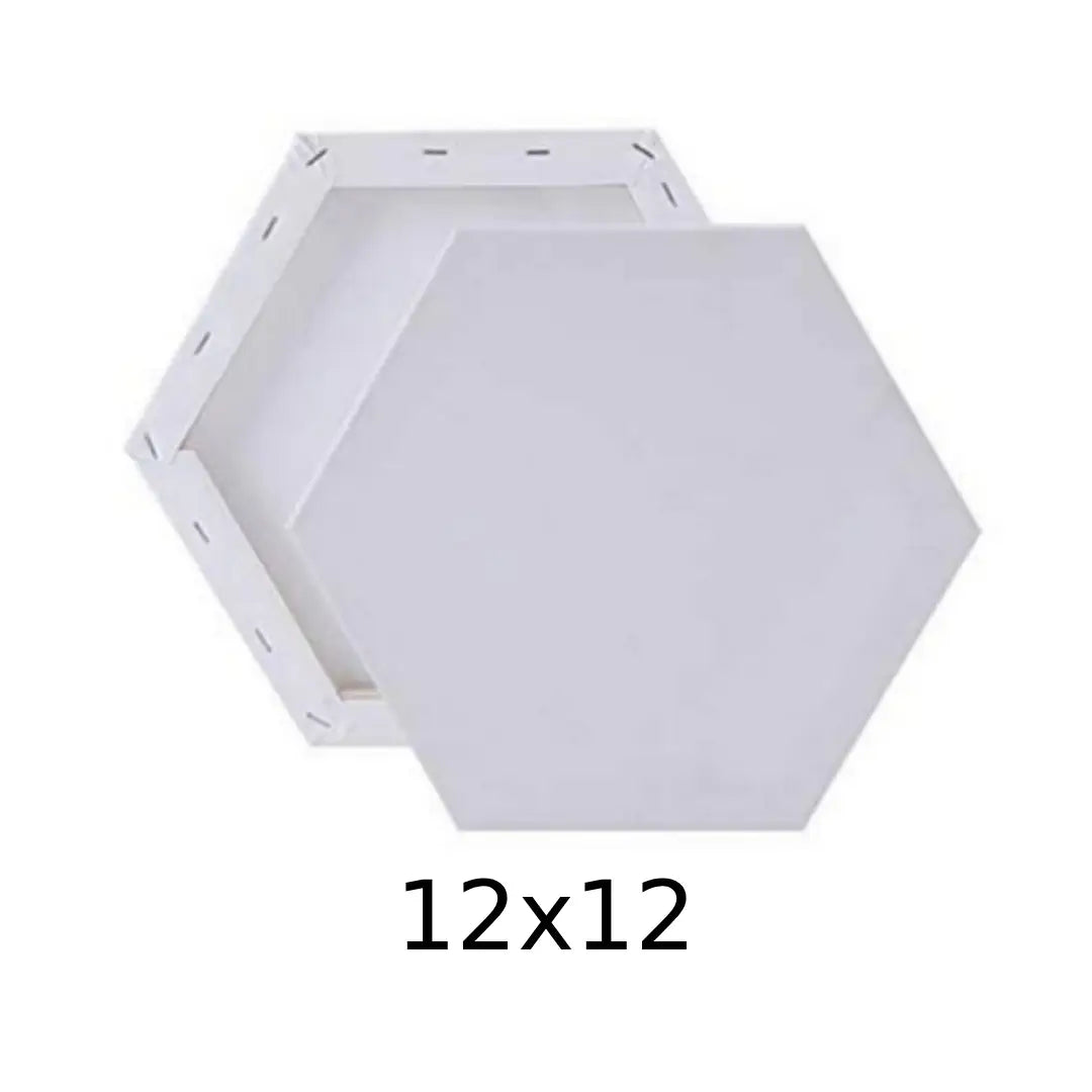 Premium White Hexagon Canvas — 12×12 inches