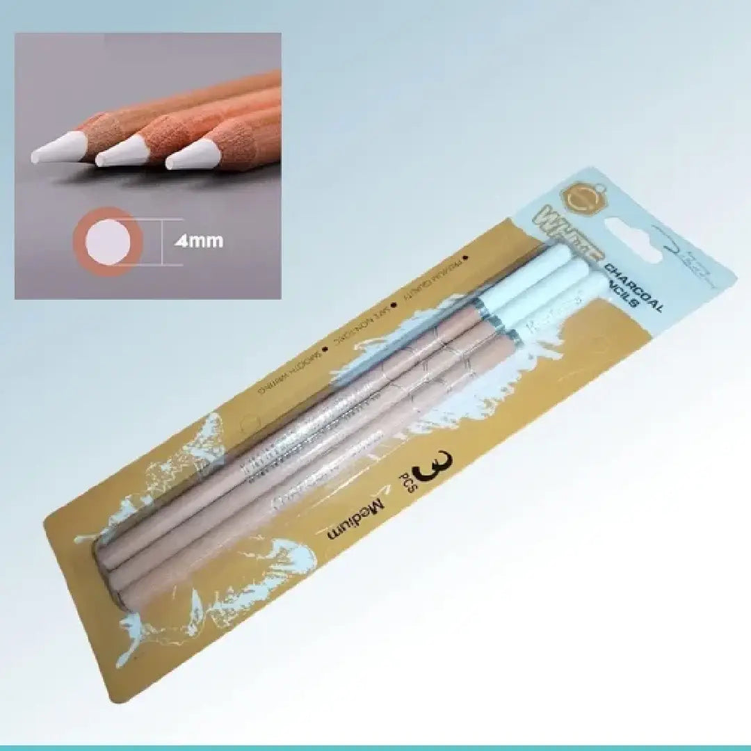 Keep Smiling White Charcoal Pencils (3 Pcs)
