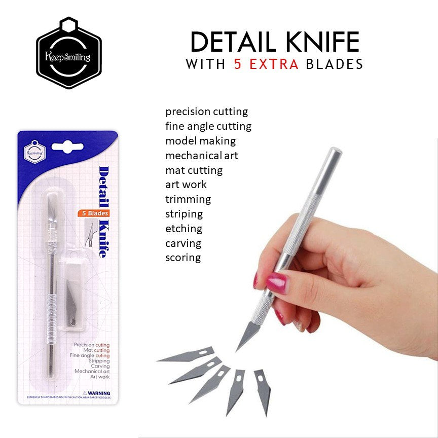 KEEP SMILING DETAIL KNIFE CUTTER WITH 5 BLADES