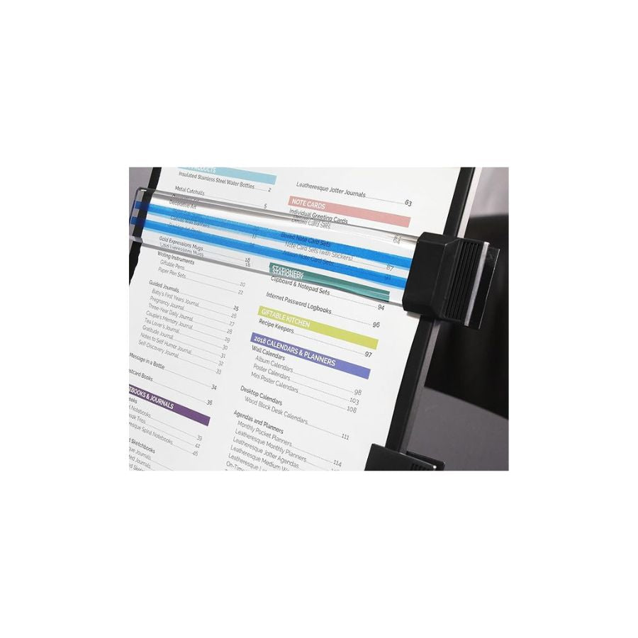 Copy Holder Easel - Portable Document Holder Reading Stand - Adjustable Steel Computer Paper Holder Typing Stand with Removable Clip & Line Guide, Fits Letter-Size Sheets, 9 x 12.5 x 6 Inches