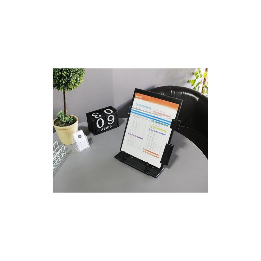 Copy Holder Easel - Portable Document Holder Reading Stand - Adjustable Steel Computer Paper Holder Typing Stand with Removable Clip & Line Guide, Fits Letter-Size Sheets, 9 x 12.5 x 6 Inches