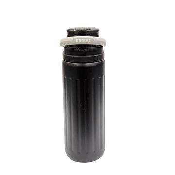 Ribbed Stainless Steel Sports Water Bottle with Flexible Carry Handle & Flip Top Cap