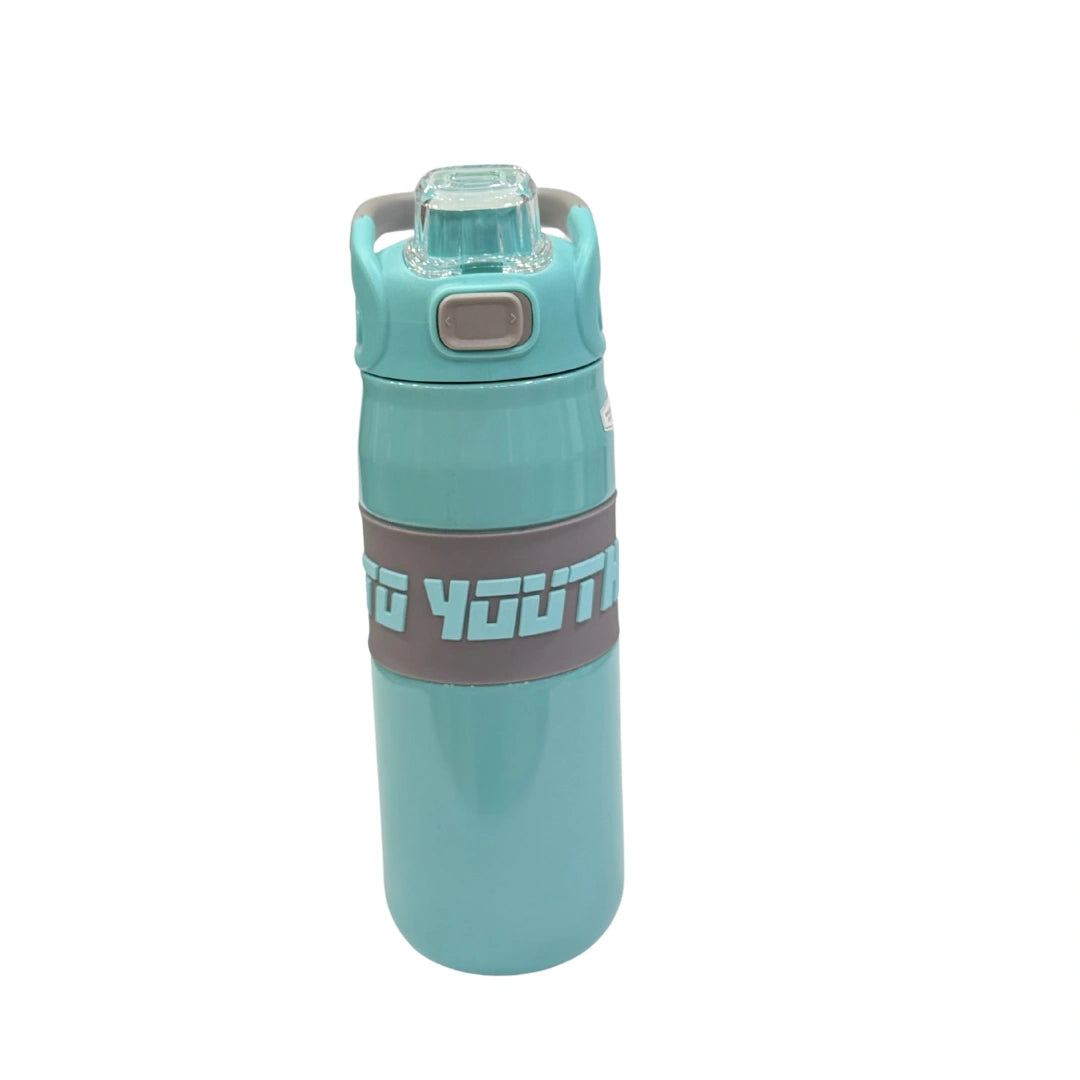 BIG YOUTH Stainless Steel Sports Water Bottle with Silicone Grip Sleeve & One-Touch Flip Lid