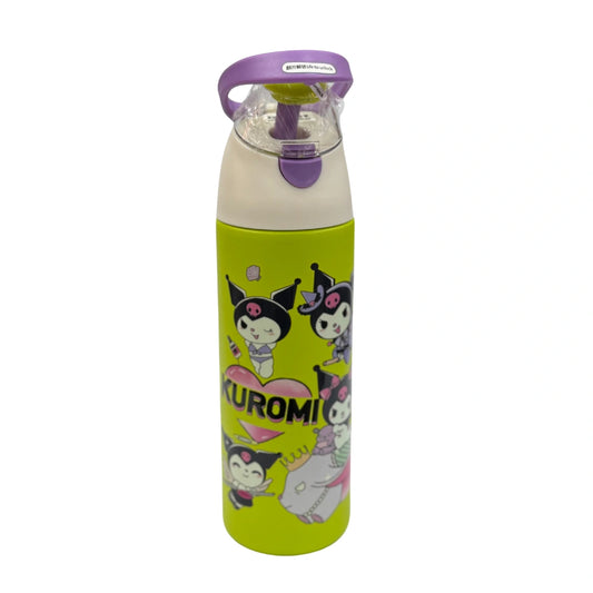 Kuromi Kids Water Bottle with Straw & Carrying Loop – Leakproof School Drink Bottle