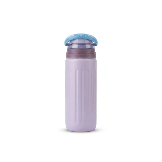 Ribbed Water Bottle with Flip-Top Handle Lid