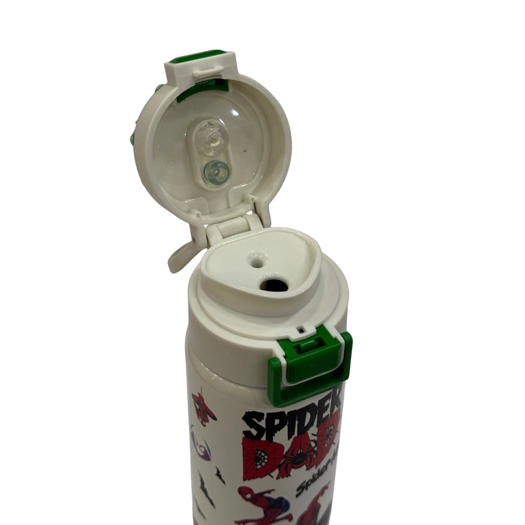 3D Spider Man Figure Top Water Bottle with Dual Sip Straw & Spout Lid – Insulated Kids School Flask
