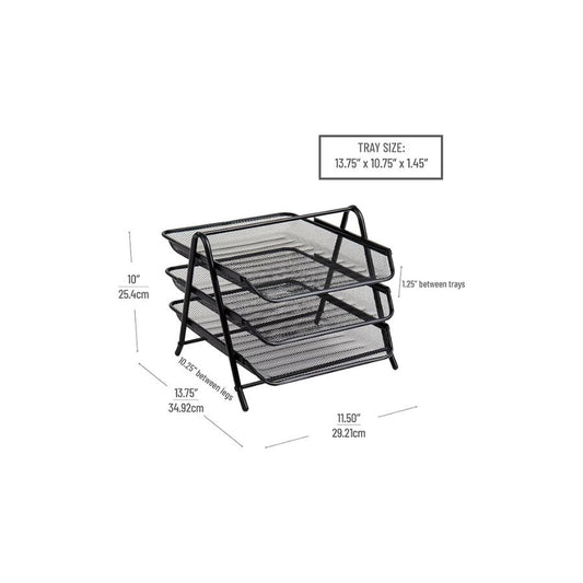 Heavy Duty Metal 3 Tier story Desktop Document Letter Tray
