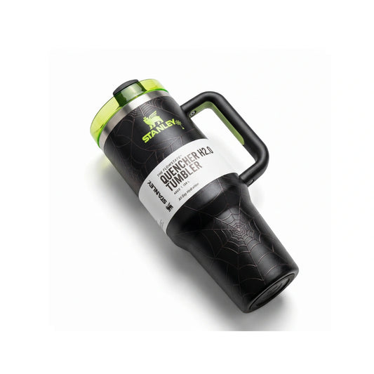 Stanley Quencher H2.0 Spider Web Tumbler 40oz - Black & Green Halloween Edition Insulated Travel Mug