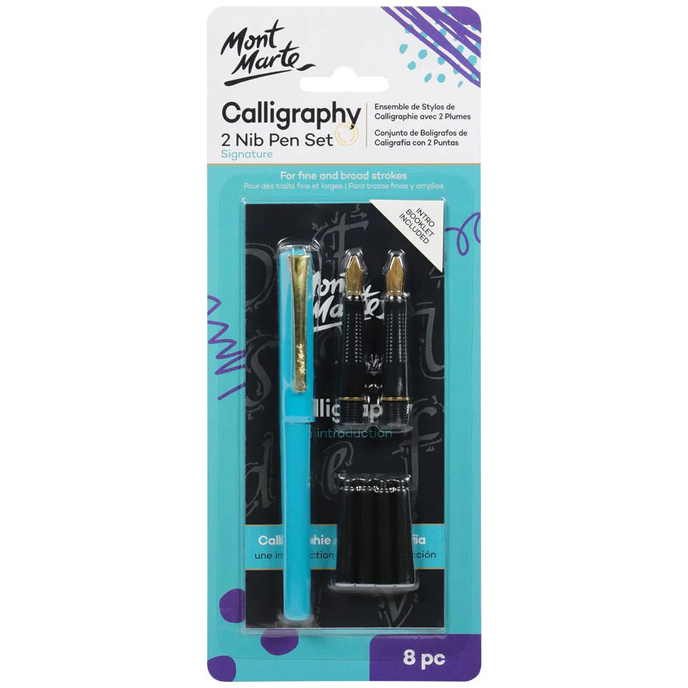 MONT MARTE Calligraphy 2 Nib Pen Set Signature 8pc