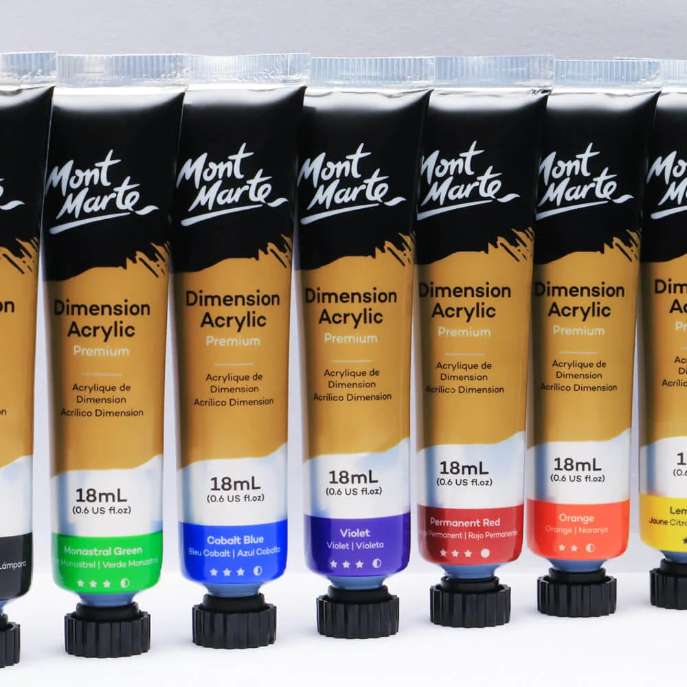 MONT MARTE Dimension Acrylic Paint Intro Set Premium 8pc x 18ml (0.6 US fl.oz)