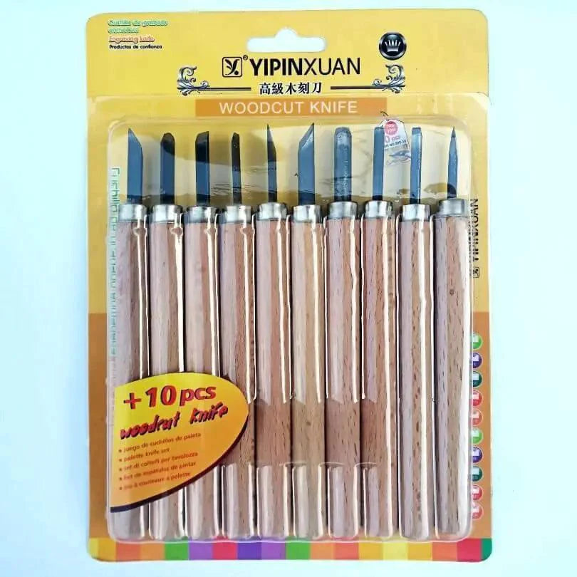 Yipinxuan Wood Cutting Knife Tools 10Pcs/Pack | WOOD CARVING KNIFE SET