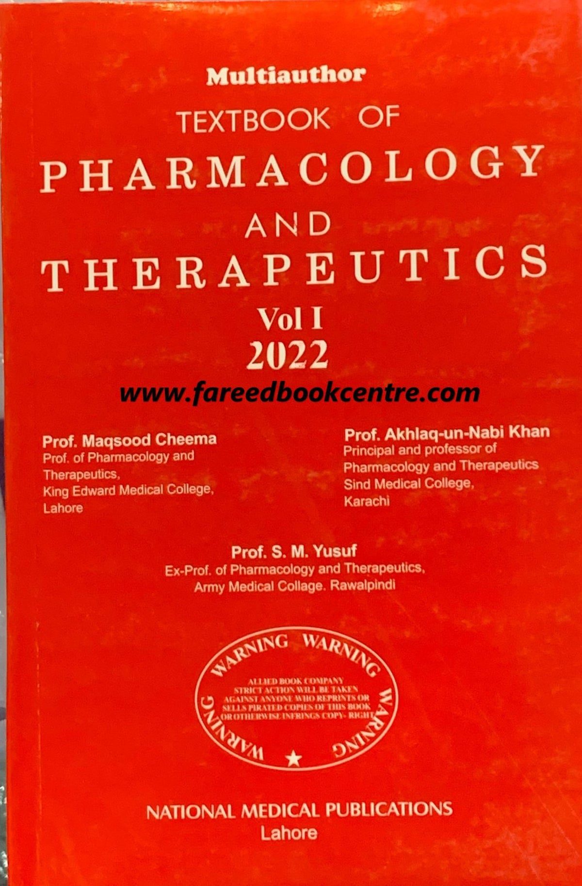 Multiauthor Textbook Of Pharmacology  And Therapeutics Vol 1